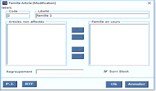 Création d’une famille d’article