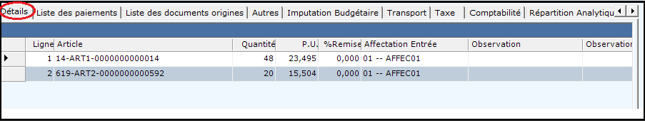 Détails de la Fiche Facture