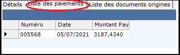Liste des paiements